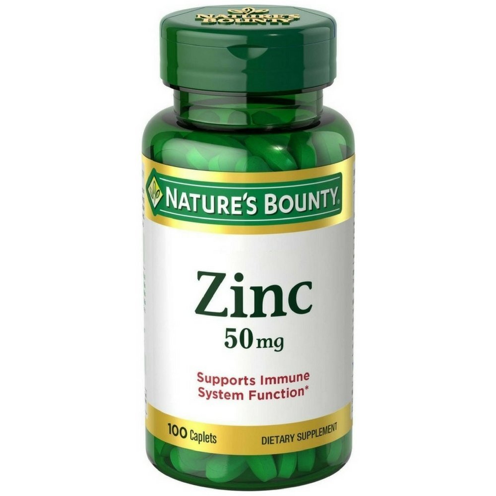 Nature's Bounty Zinc 50 mg Caplets – Immune Support, 2-Pack (100 Count Each)