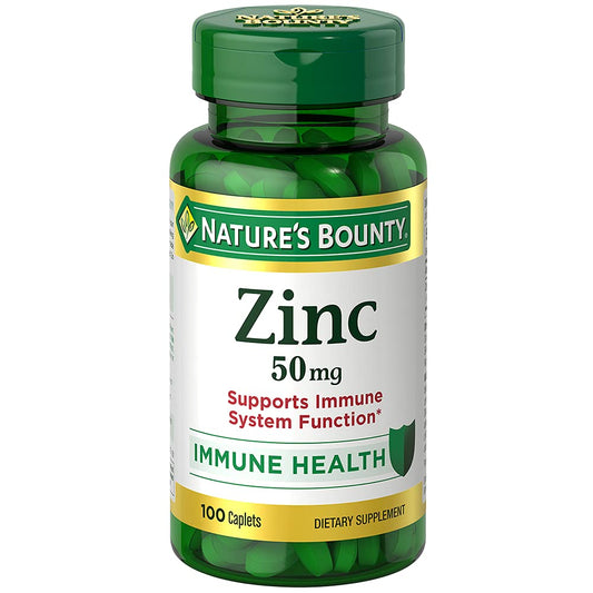 Nature's Bounty Zinc 50 mg Caplets – Unflavored, 100 Count (Pack of 2) BritishVita | Premium UK Vitamins & Wellness Supplements