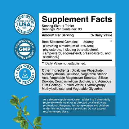 Natures Craft Plant Sterols Complex with Beta Sitosterol – Prostate Support, 500mg, 90 Tablets