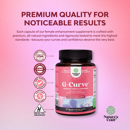 Nature's Craft G-Curve Butt & Breast Pills - Saw Palmetto & Horny Goat Weed (60 Count)