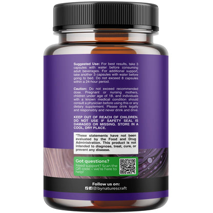 Natures Craft Re-Hydration Pills for After Drinking Recovery - DHM + Milk Thistle, Prickly Pear & Electrolytes (120 Count)