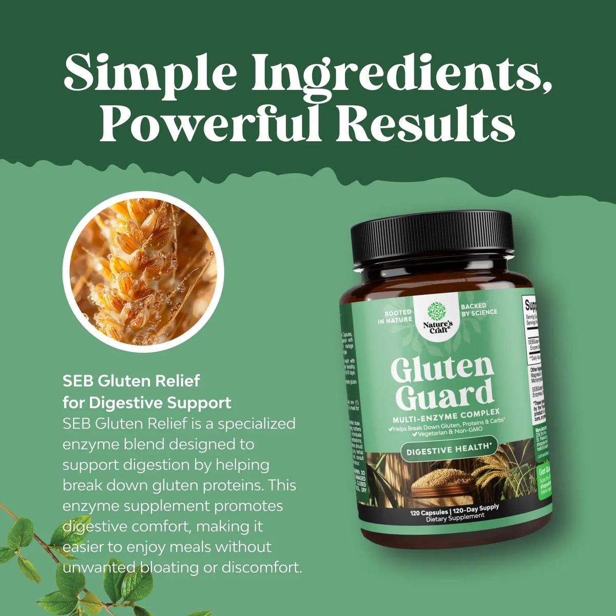 Natures Craft Gluten Digestive Enzymes – Fast Acting Debloat Support, 120 Count BritishVita | Premium UK Vitamins & Wellness Supplements