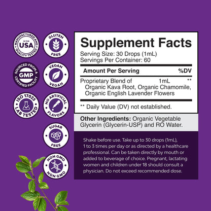 Natures Craft Liquid Kava Kava Drops - Fast Acting Relaxing Tincture (60 ml)