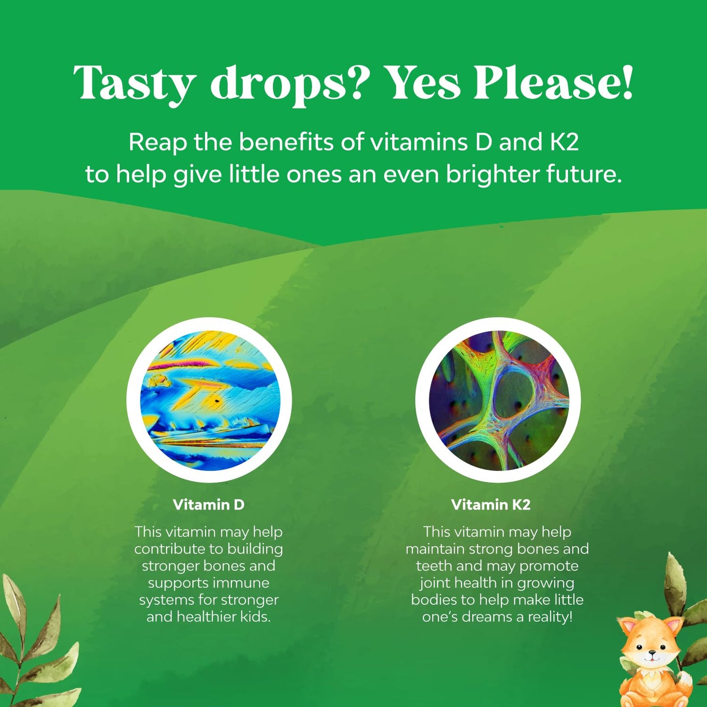 Natures Craft Kids Vitamin D3 K2 Drops – Organic Vitamin D for Strong Bones | 60 ml