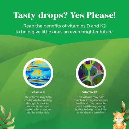 Natures Craft Kids Vitamin D3 K2 Drops – Organic Vitamin D for Strong Bones | 60 ml