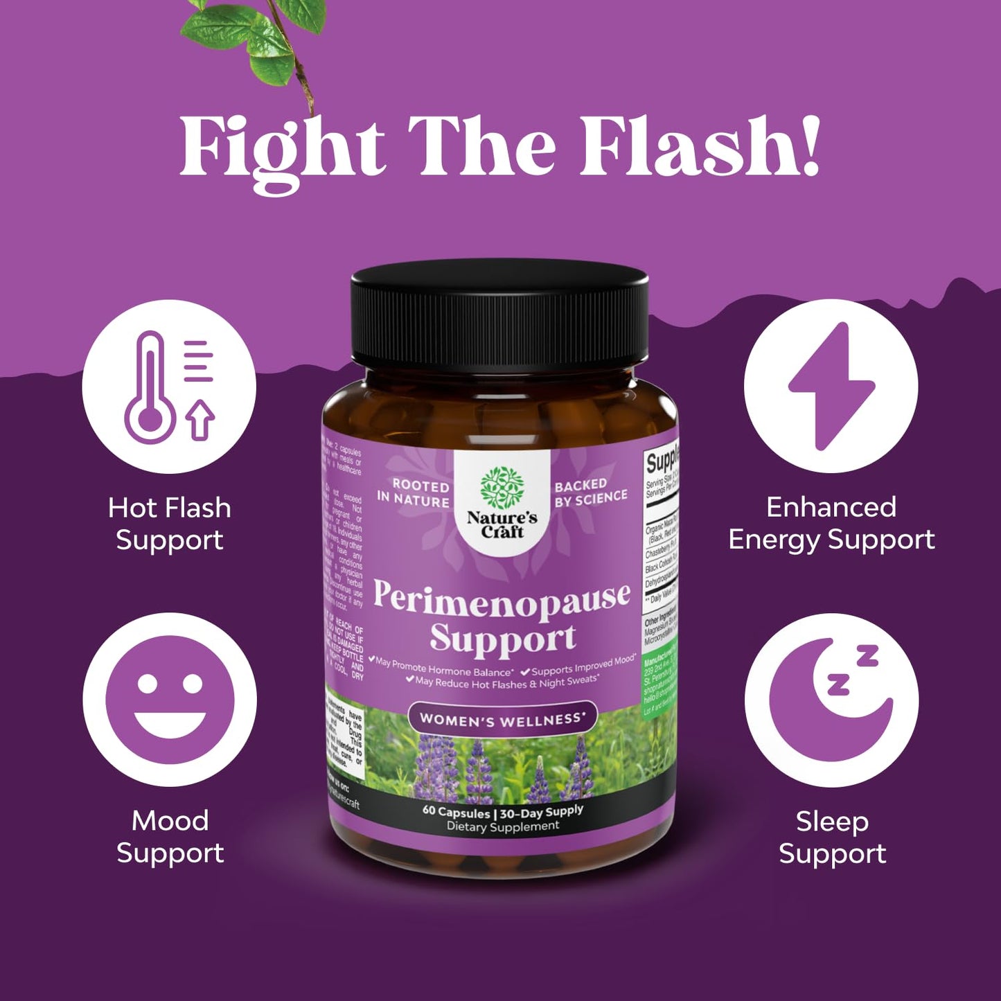 Nature's Craft Complete Perimenopause Supplement – Maca, Vitex & Black Cohosh (1 Month)
