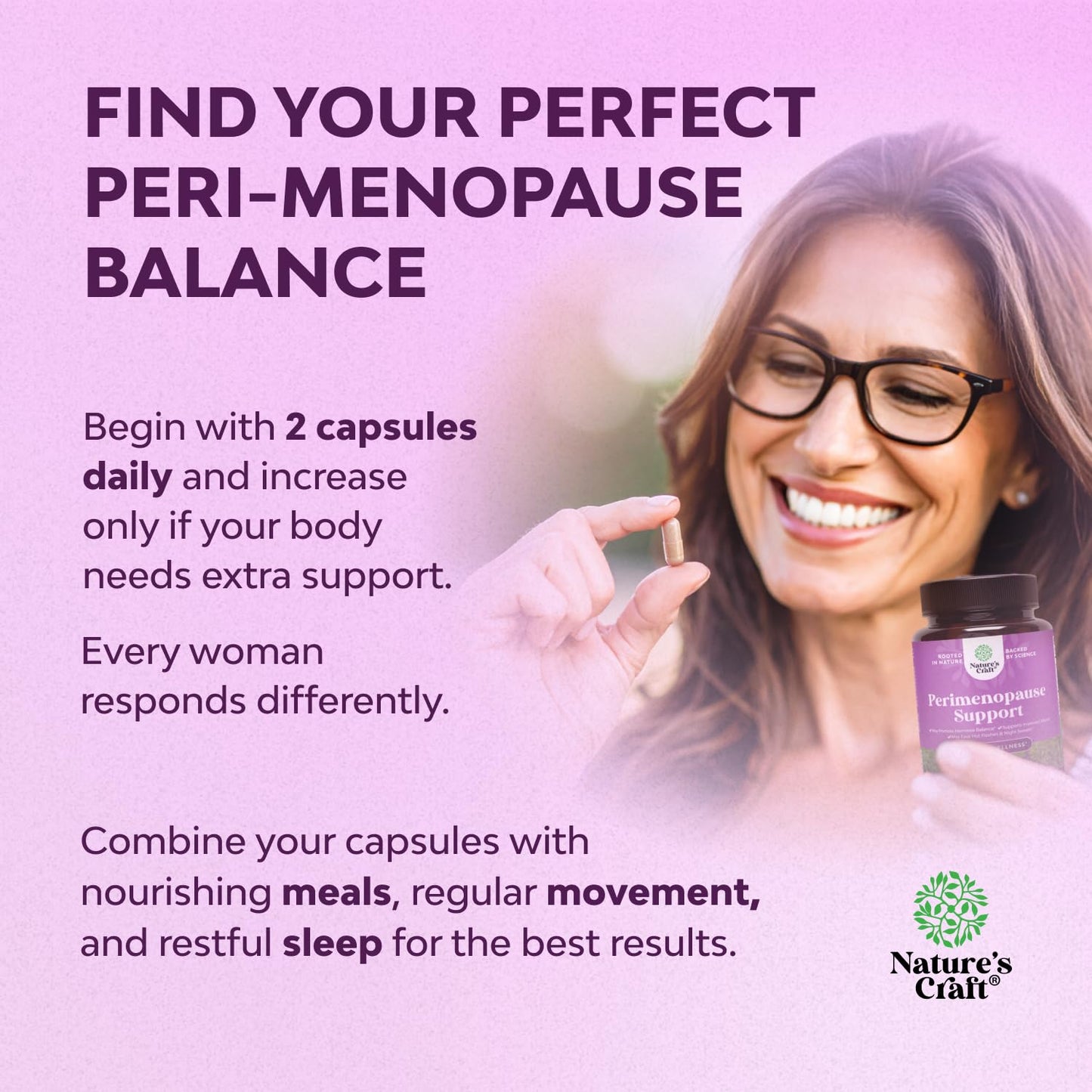 Nature's Craft Complete Perimenopause Supplement – Maca, Vitex & Black Cohosh (1 Month)