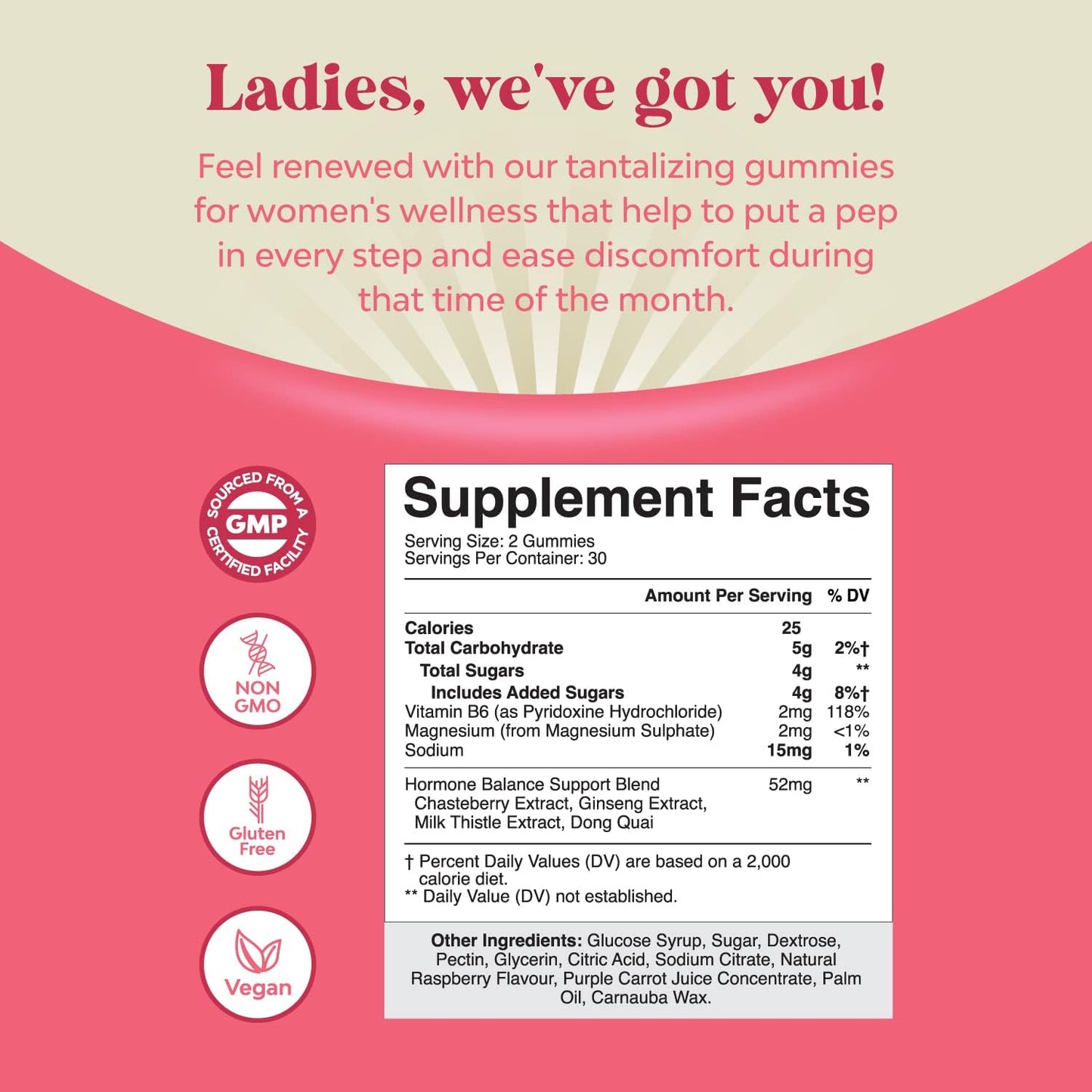 Natures Craft Hormone Balance Gummies for Women – PMS & Menopause Support (60 Chews, 2-Pack)