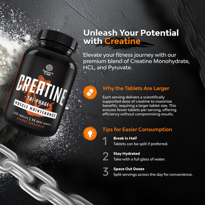 Natures Craft Tri-Phase Creatine Tablets – High Strength for Women & Men