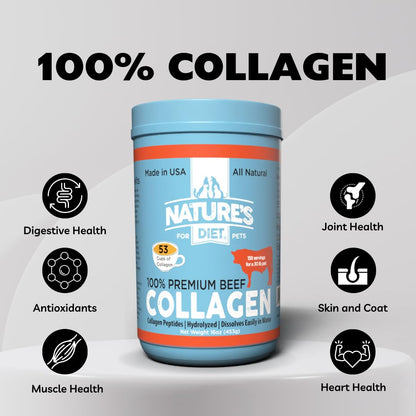 Nature's Diet Beef Collagen Peptides Type 1 for Dogs & Cats – Joint, Digestion & Skin Health | Premium Human Grade, Grass-Fed