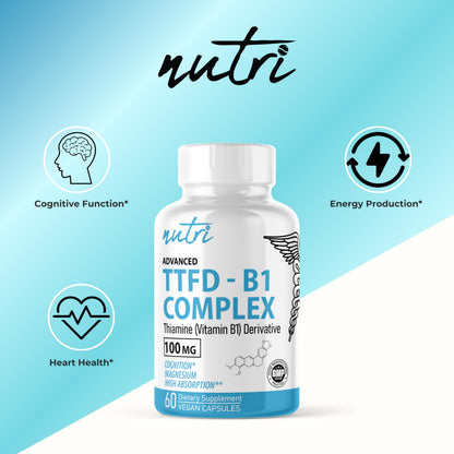Nature's Fusions TTFD Thiamine B1 100mg - 60 Servings + 8mg Magnesium | Lab Tested
