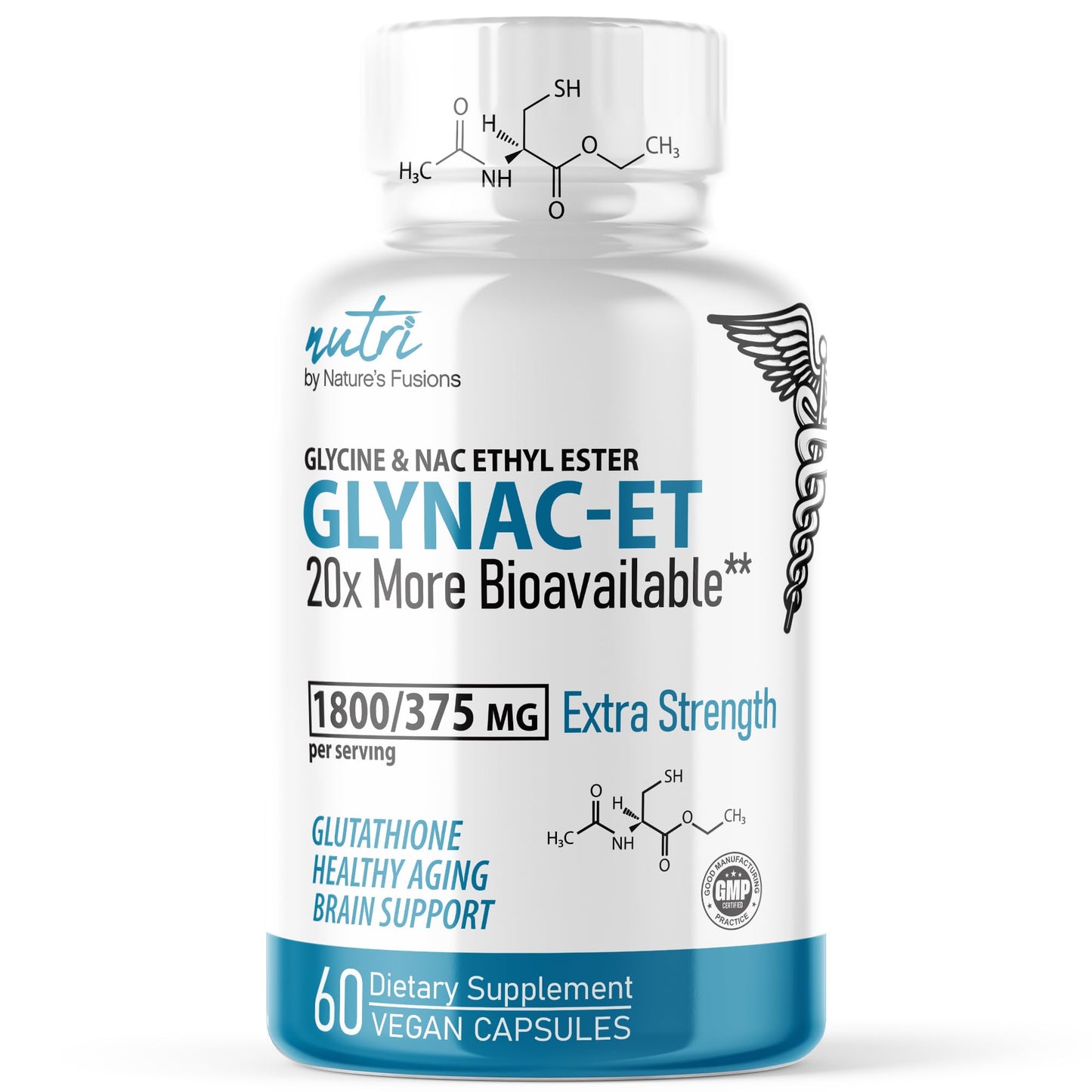 Nature's Fusions NAC Ethyl Ester + Glycine – Extra Strength NACET 1800mg | Glutathione Boost (60 Capsules)