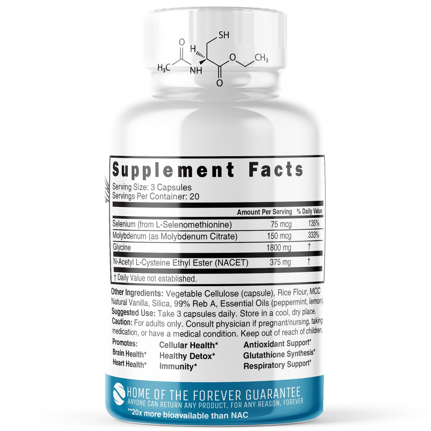Nature's Fusions NAC Ethyl Ester + Glycine – Extra Strength NACET 1800mg | Glutathione Boost (60 Capsules)