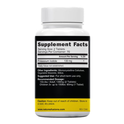 Nature's Fusions Potassium Iodide Tablets (Pack of 5) 130 mg – 700 Tablets EXP 12/2032 – KI Pills