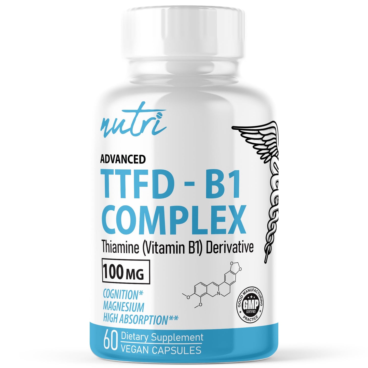 Nature's Fusions TTFD Thiamine B1 100mg - 60 Servings + 8mg Magnesium | Lab Tested
