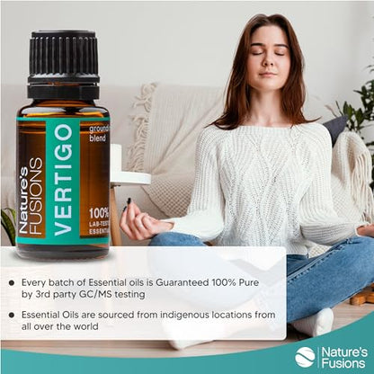 Nature's Fusions Vertigo Relief: Ginger & Peppermint Essential Oil Blend (15ml) - Fast-Acting Motion & Morning Sickness Support