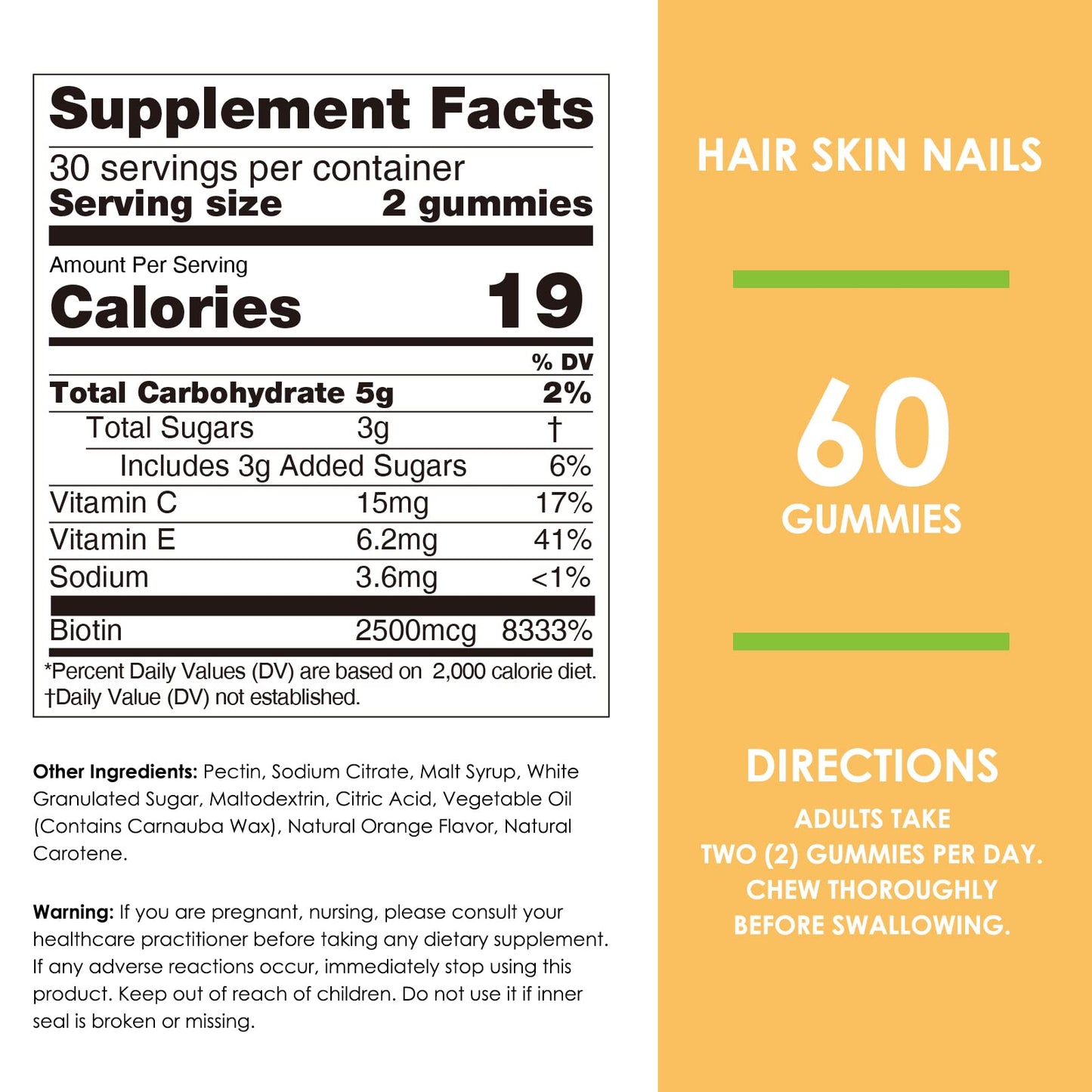 Nature's Key Biotin Gummies with Vitamin C & E – Vegan, 60 Count