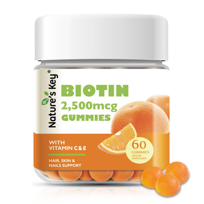 Nature's Key Biotin Gummies with Vitamin C & E – Vegan, 60 Count