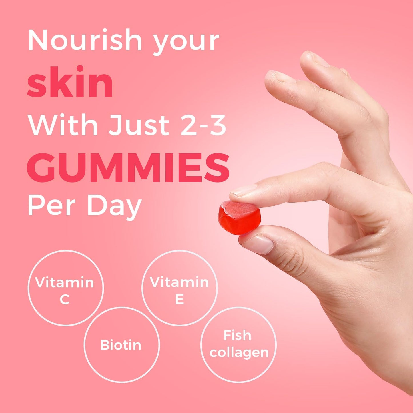 Nature's Key Collagen Gummies – 600mg Collagen, Vitamin C & Biotin, Sugar-Free Peach (120 Gummies)
