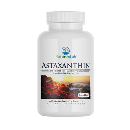 Nature's Lab AstaREAL Astaxanthin - 6mg Potent Antioxidants - 60 Capsules (2 Month Supply)