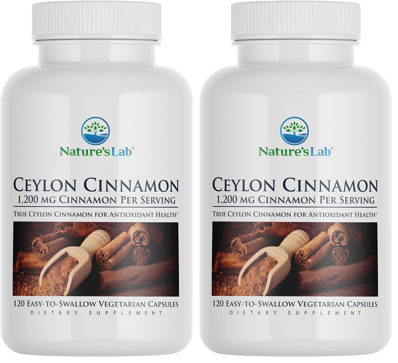 Nature's Lab Ceylon Cinnamon 1,200 mg | 60 Servings per Container | Pack of 2