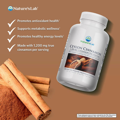 Nature's Lab Ceylon Cinnamon 1,200 mg | 60 Servings per Container | Pack of 2
