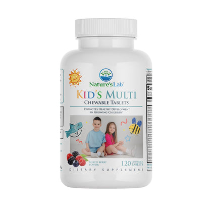 Nature's Lab Kid's Multi Vitamin for Ages 2+ | Mixed Berry Chewables, 120 Tablets