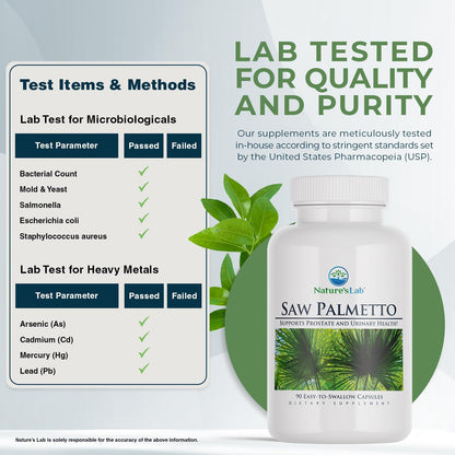 Nature's Lab Saw Palmetto 450mg - 90 Capsules | Prostate & Urinary Support
