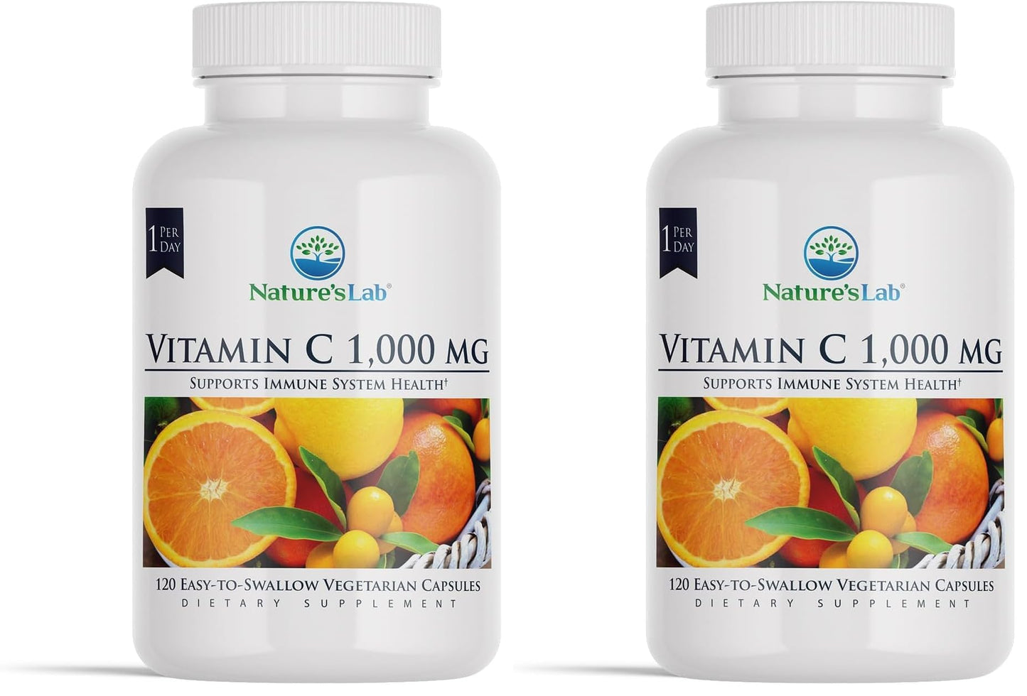 Nature's Lab Vitamin C 1000mg – Immune Support, 120 Count (Pack of 2)