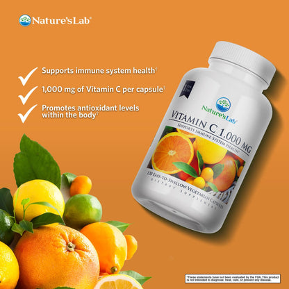 Nature's Lab Vitamin C 1000mg – Immune Support, 120 Count (Pack of 2)