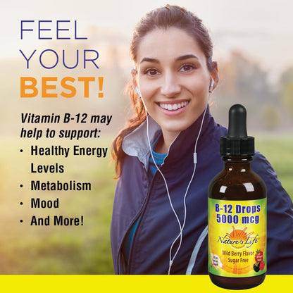 Nature's Life B-12 Drops — Methylcobalamin 4 oz | 5,000 mcg per Serving