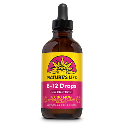 Nature's Life B12 Drops 5000 mcg – Liquid Vitamin B12 (Methylcobalamin) – Mixed Berry – Sugar Free