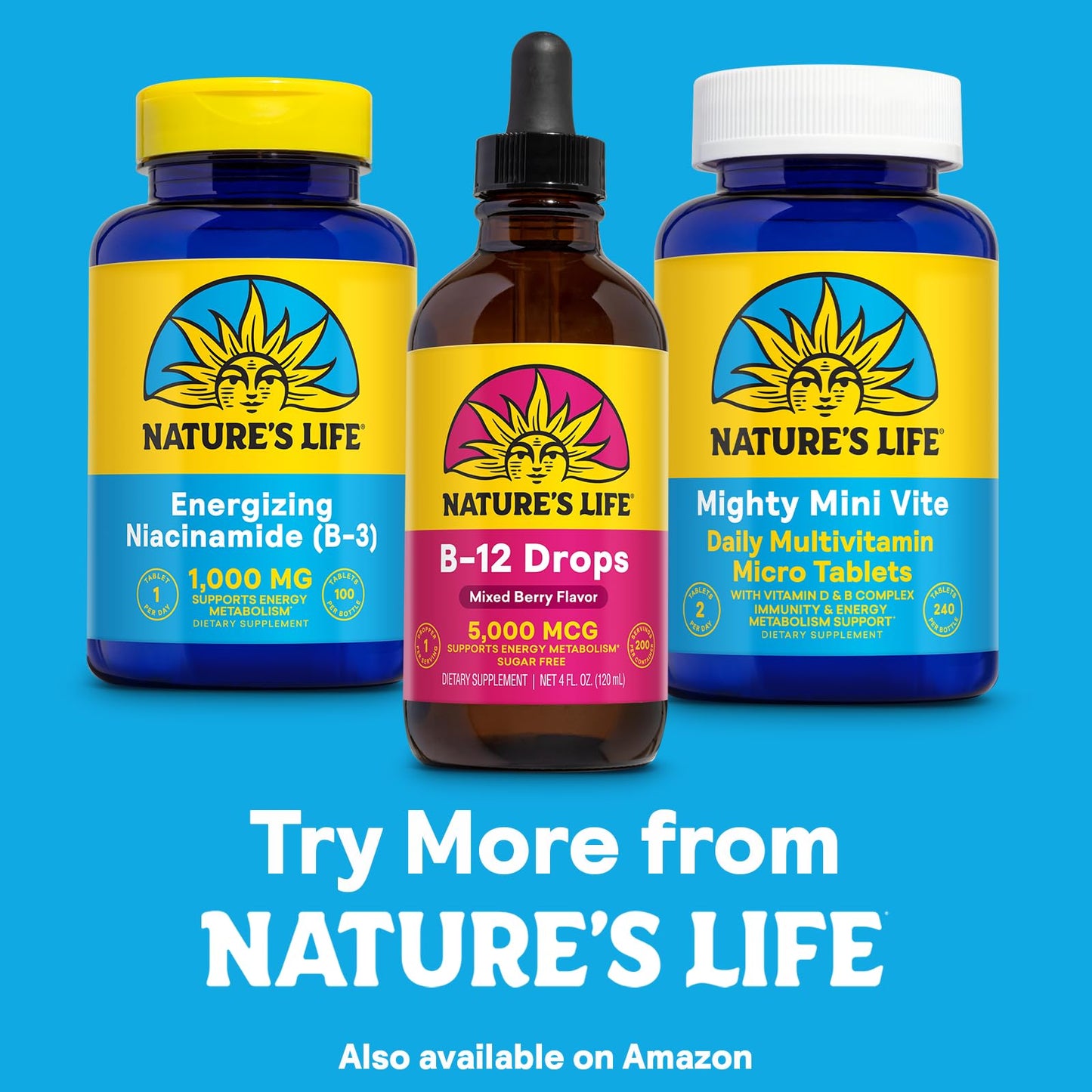 Nature's Life B12 Drops 5000 mcg – Liquid Vitamin B12 (Methylcobalamin) – Mixed Berry – Sugar Free