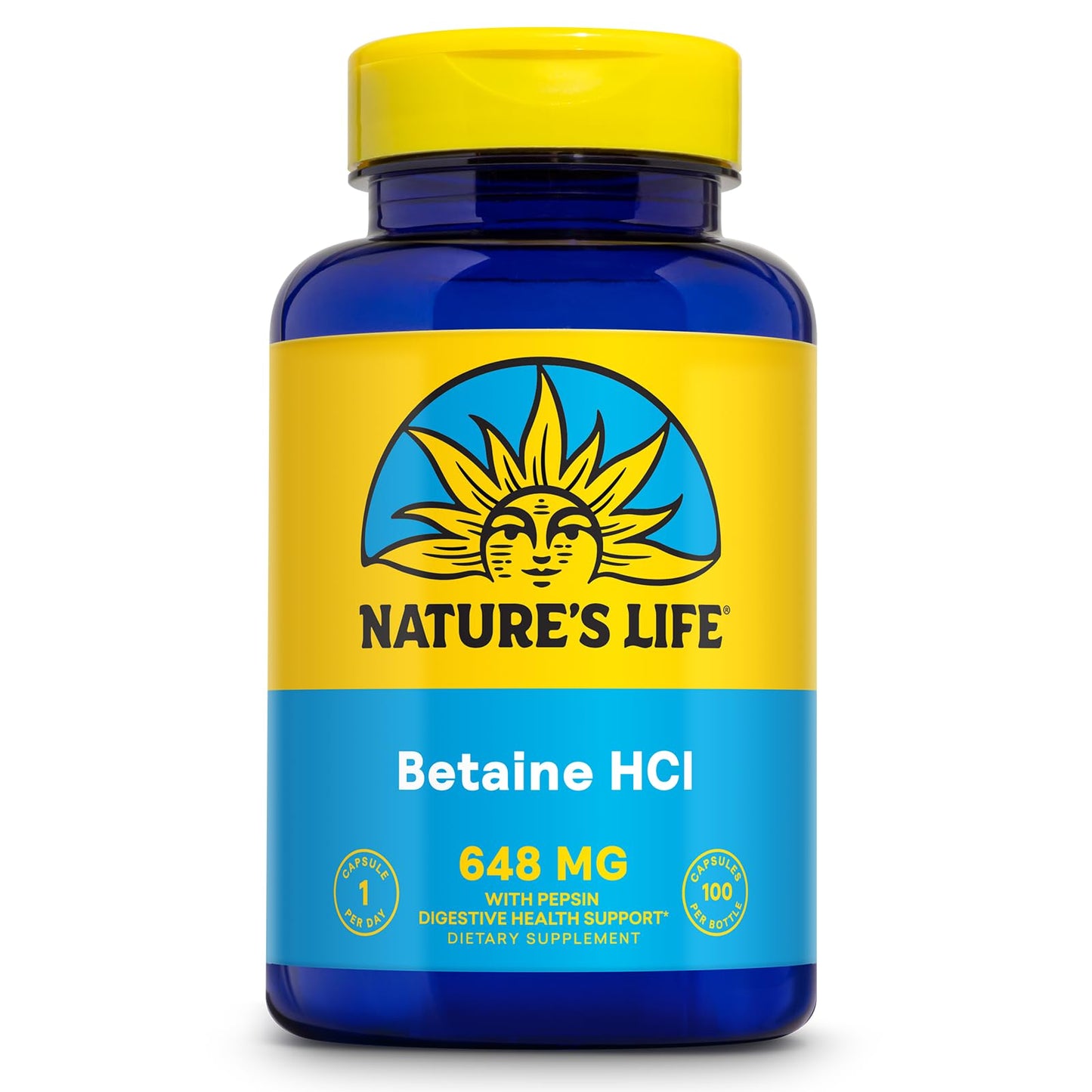 NATURE'S LIFE Betaine HCl with Pepsin – Digestive Health Formula, 100 Servings