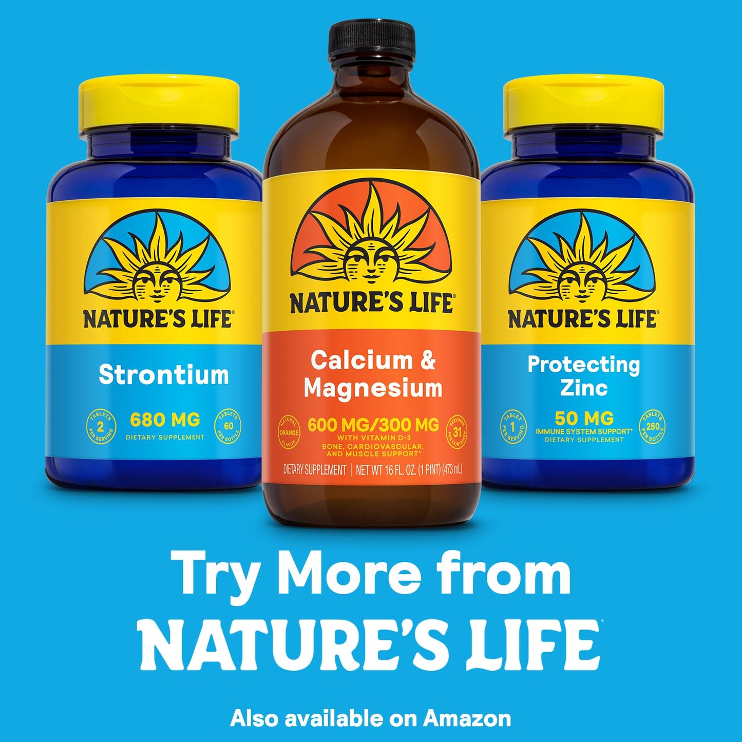 Nature's Life Liquid Calcium Magnesium + Vitamin D3 | 600mg Calcium, 300mg Magnesium, 1000 IU Vitamin D3 | 16 oz