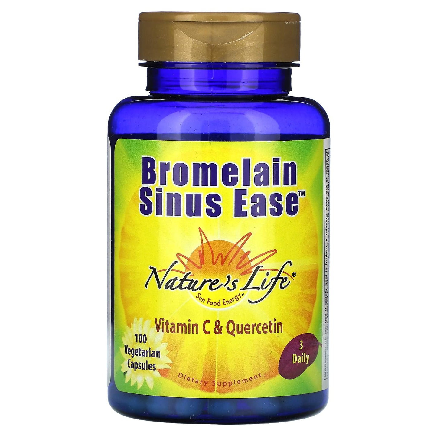 Nature's Life Bromelain Sinus Ease 1200mg – Vitamin C & Quercetin | 100 Veg Capsules