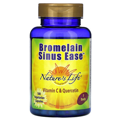 Nature's Life Bromelain Sinus Ease 1200mg – Vitamin C & Quercetin | 100 Veg Capsules