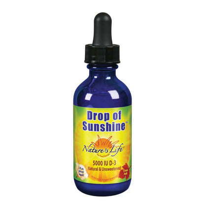 Drops of Sunshine Vitamin D-3 Drops 5000IU in Organic EVOO & Coconut Oil | Nature's Life – 2 oz