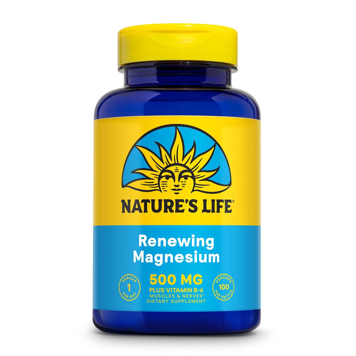 Nature's Life Magnesium 500 mg – Citrate, Malate, Oxide + Vitamin B6 | 100 Servings