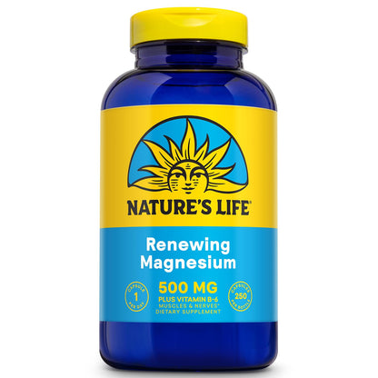 Nature's Life Magnesium 500 mg – Citrate, Malate & Oxide + Vitamin B-6 | Muscles & Nerves Support
