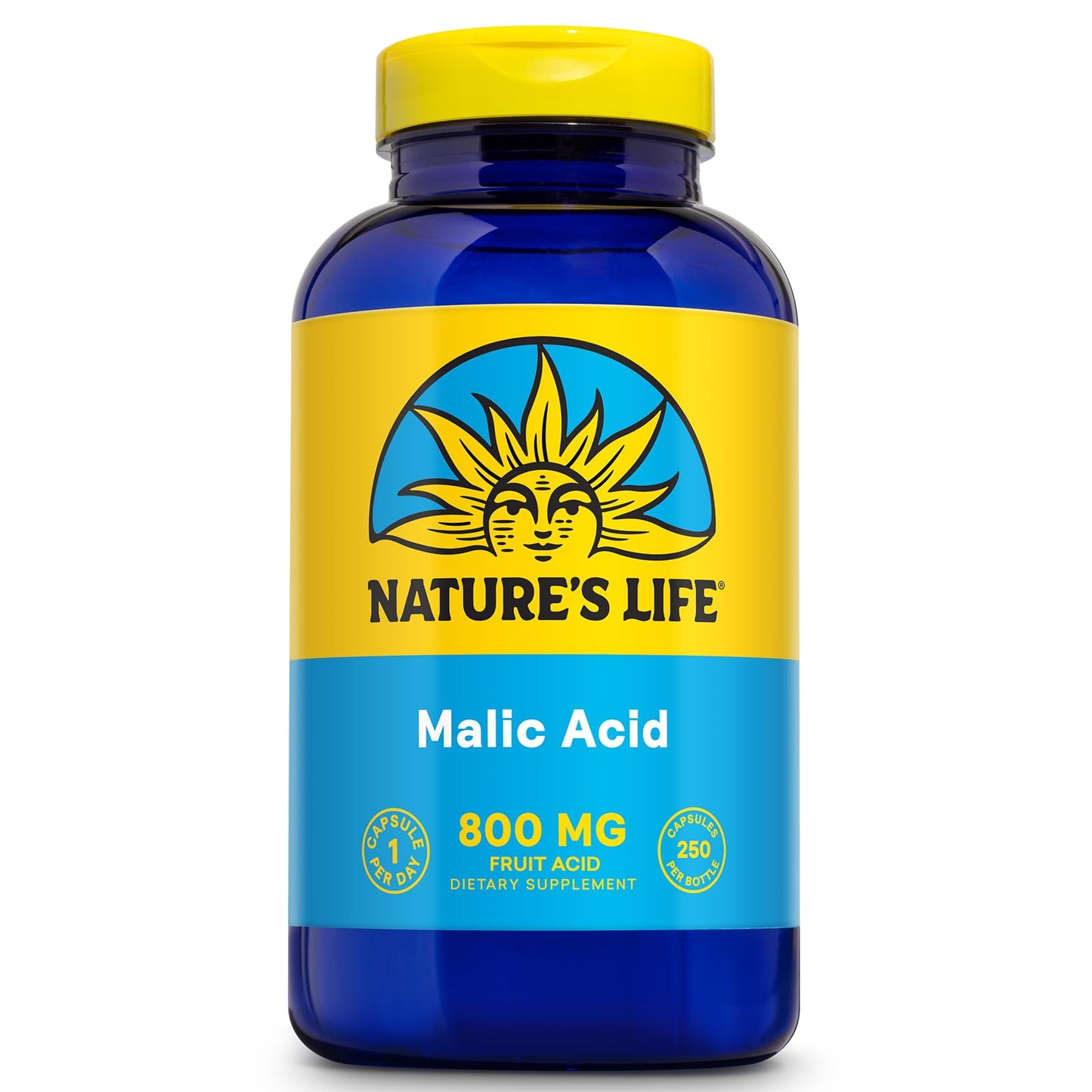 Nature's Life Malic Acid 800 mg – 250 Servings, 250 Capsules | Muscle Function & Cellular Energy