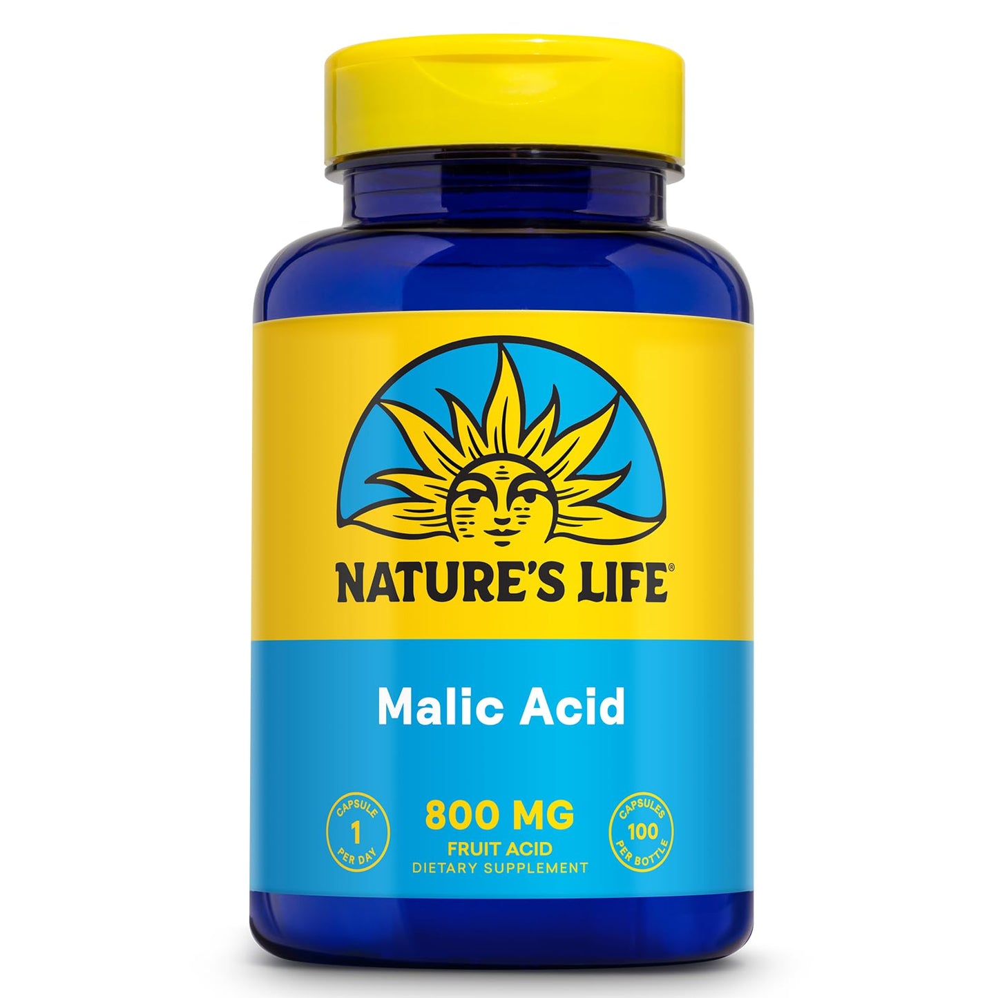 Nature's Life Malic Acid 800 mg | Energy Support & Muscle Comfort | Non-GMO, Gluten-Free | 100 Count