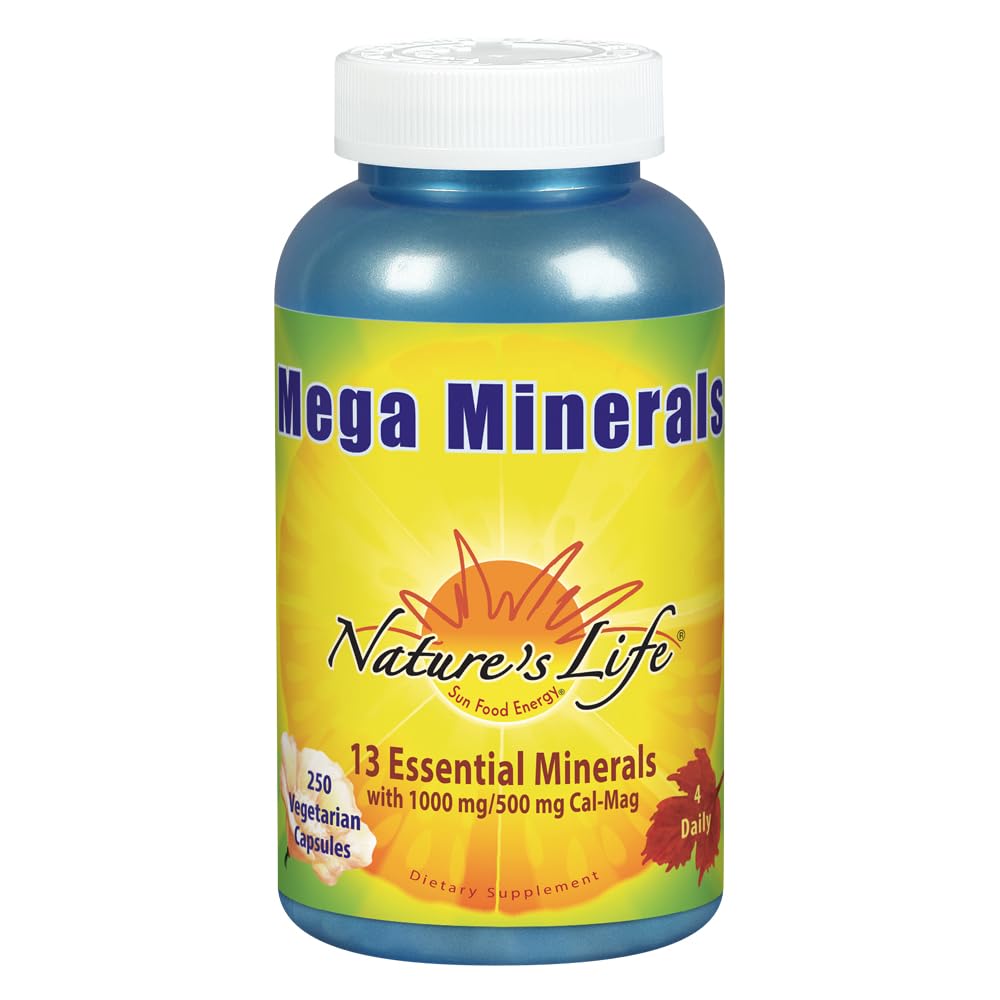 Nature's Life Mega Minerals Complex | Complete Multi Mineral + Vitamin D3 | 250 Vegetarian Capsules
