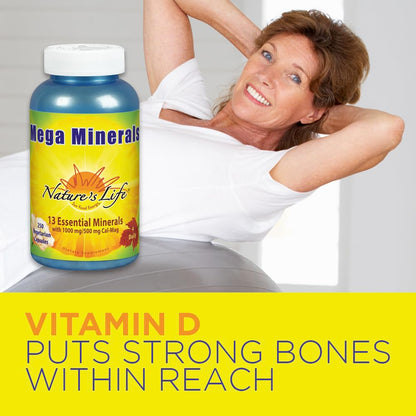 Nature's Life Mega Minerals Complex | Complete Multi Mineral + Vitamin D3 | 250 Vegetarian Capsules