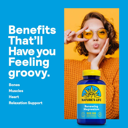 Natures Life Renewing Magnesium 500 mg + Vitamin B-6 | 180 VegCaps - Lab Verified