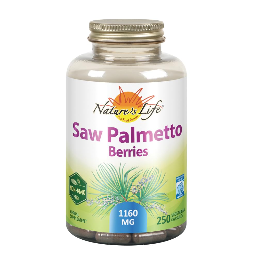 Nature's Life Saw Palmetto Berries 1160 mg - Prostate Support, Urination & Hair Health - Non-GMO | 250 Vegetarian Capsules