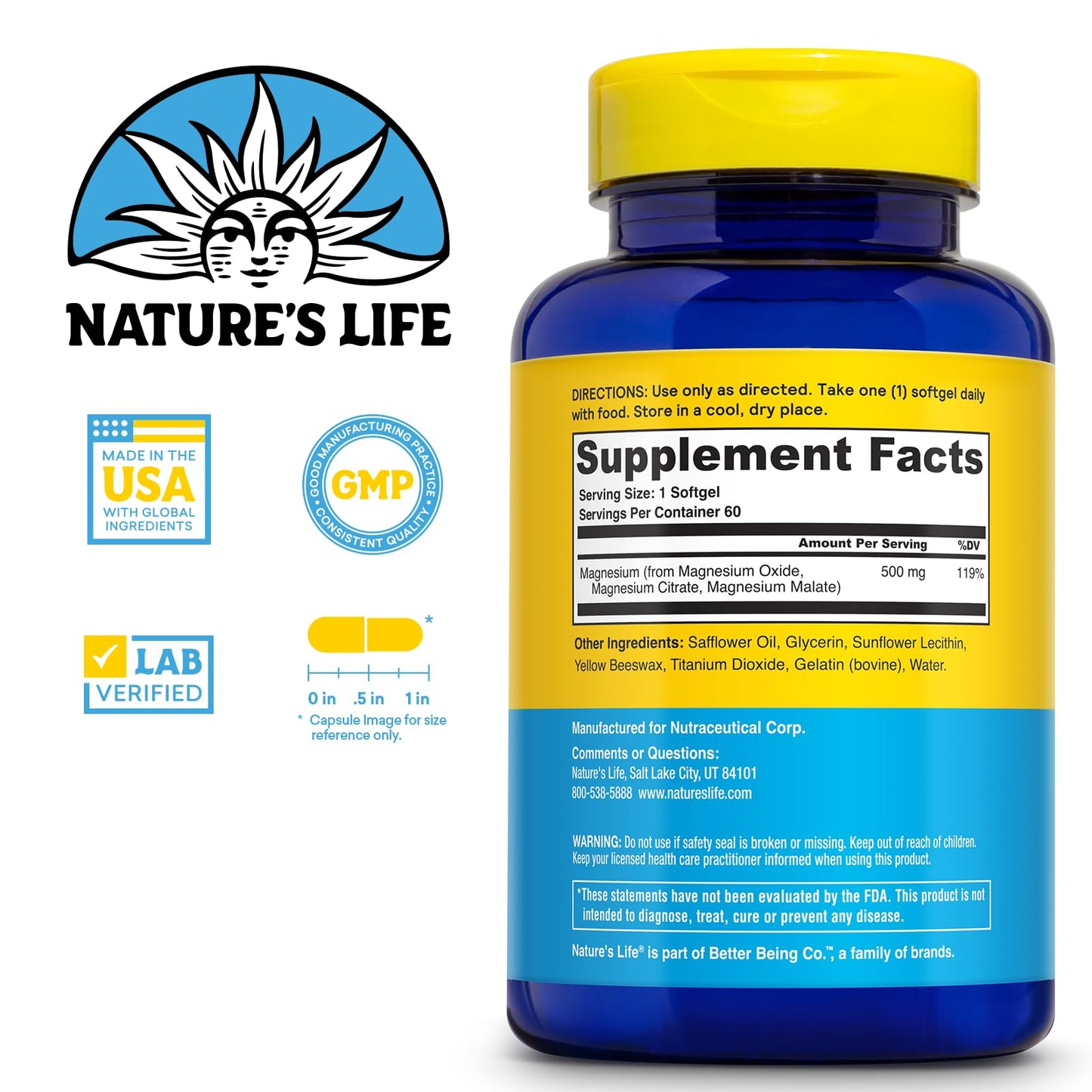 Nature's Life SoftMag 500 mg – Magnesium Complex (2-Pack) | Bone, Muscle & Heart Health