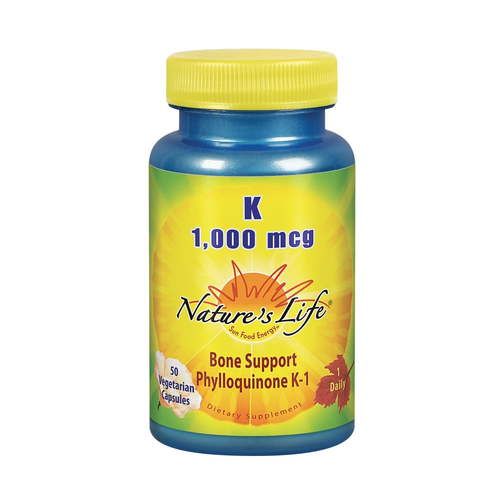 Nature's Life Vitamin K 1000mcg (Phylloquinone K-1) – Bone Health & Cardiovascular Support | 50CT