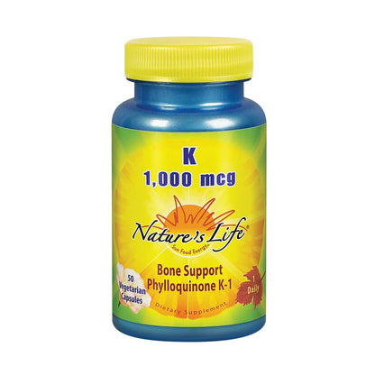Nature's Life Vitamin K 1000mcg (Phylloquinone K-1) – Bone Health & Cardiovascular Support | 50CT