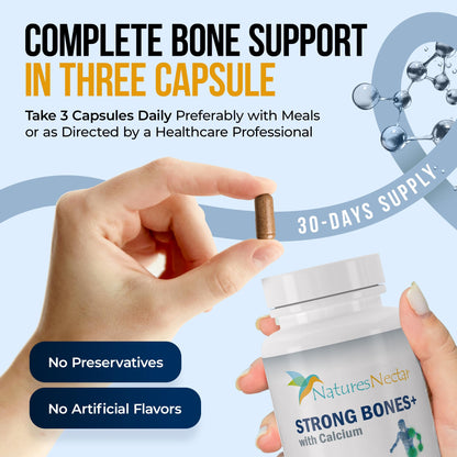 Nature's Nectar Bone & Joint Supplements – Calcium, Vitamin D, Magnesium & Strontium | 90 Caps